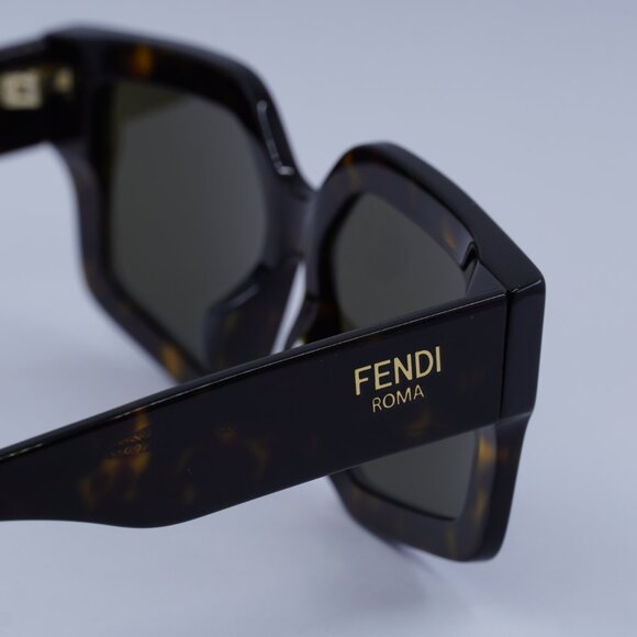 Fendi FE40162F 52E Sunglasses Dark Havana Geometric Frame, Brown Lenses - Picture 7 of 12